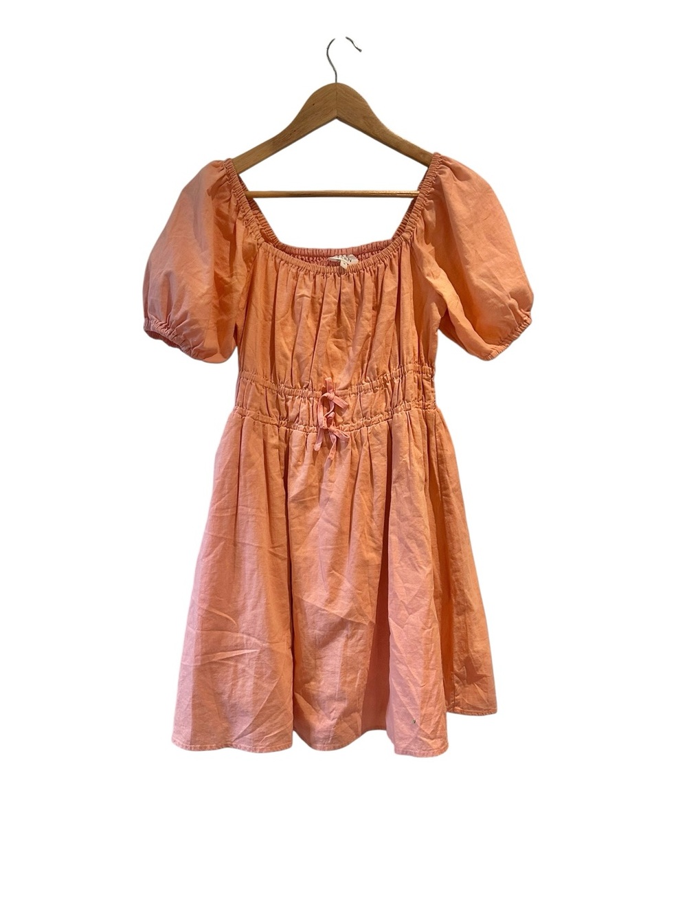Seed Heritage Teen Coral Shirred Dress Cotton Linen Size 16